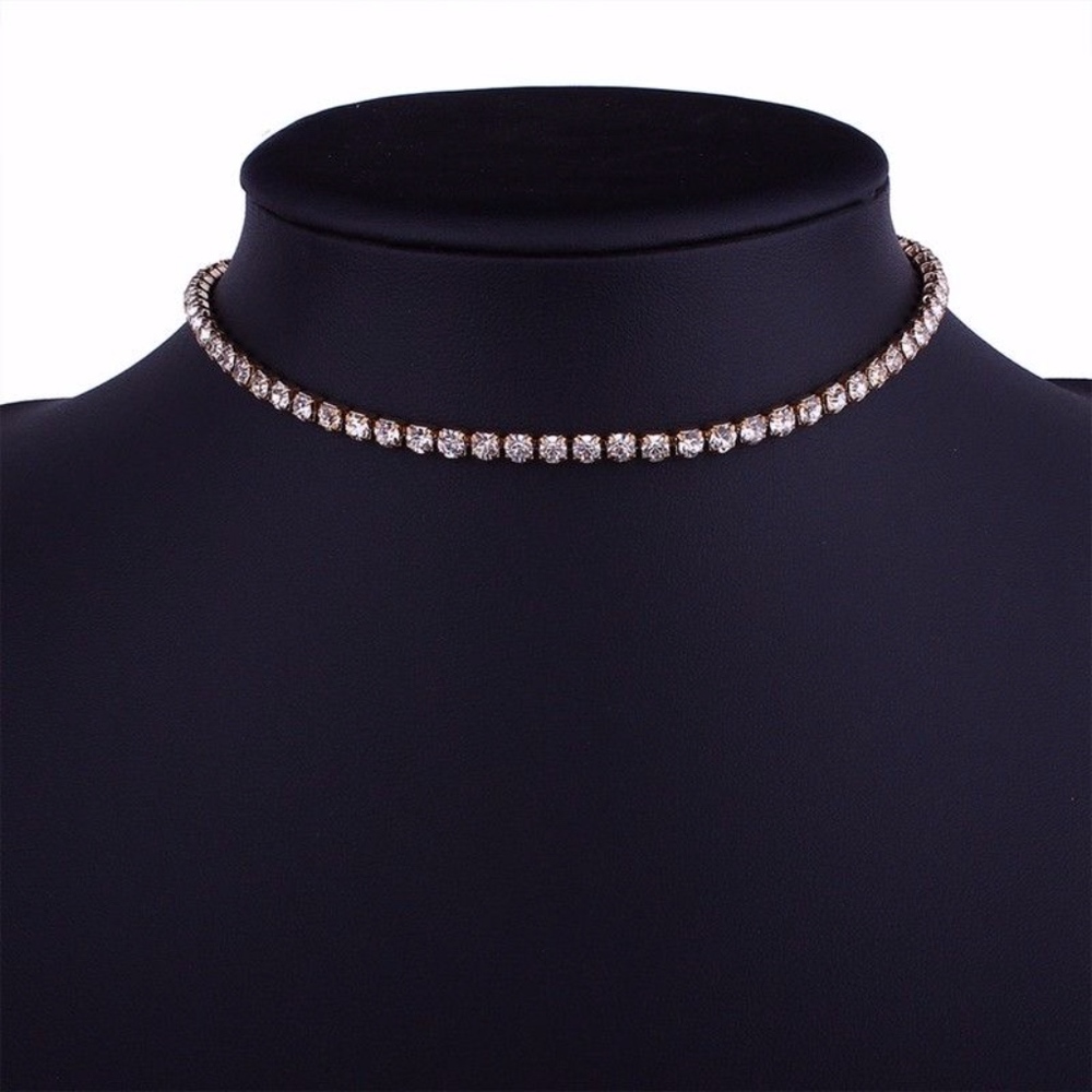 Triple Layer Rhinestone Velvet Choker Necklace - Picture 3 of 6